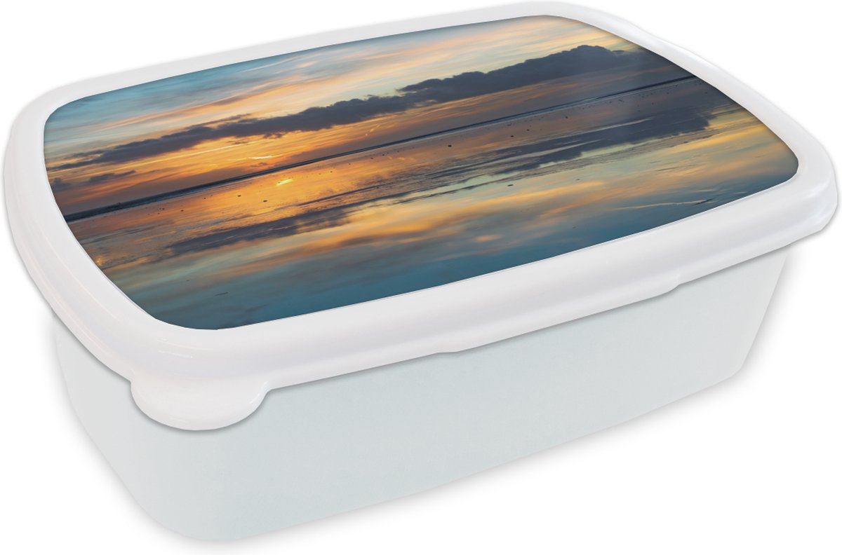 Broodtrommel Wit - Lunchbox - Brooddoos - Zee - Horizon - Kleuren - 18x12x6 cm - Volwassenen