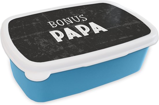 Broodtrommel Blauw - Lunchbox Brooddoos - Cadeau voor - Quote - Bonus papa -... | bol.com