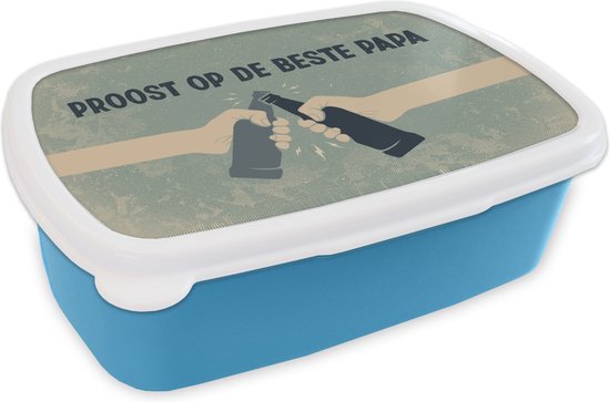 Lunch box Blauw - Lunch box - Boîte à pain - Cadeaux père - Dessin - Citation - 18x12x6 cm - Enfants - Garçon