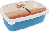 Broodtrommel Blauw - Lunchbox - Brooddoos - Zomer - Palmboom - Bruin - 18x12x6 cm - Kinderen - Jongen