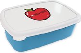 Broodtrommel Blauw - Lunchbox - Brooddoos - New York - Appel - Rood - 18x12x6 cm - Kinderen - Jongen