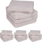 Relaxdays stoelkussens eetkamer - taupe - zitkussen 40 x 40 - set van 16 - kussens lint