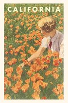 Pocket Sized - Found Image Press Journals- Vintage Journal Woman sitting in Field of California Poppies
