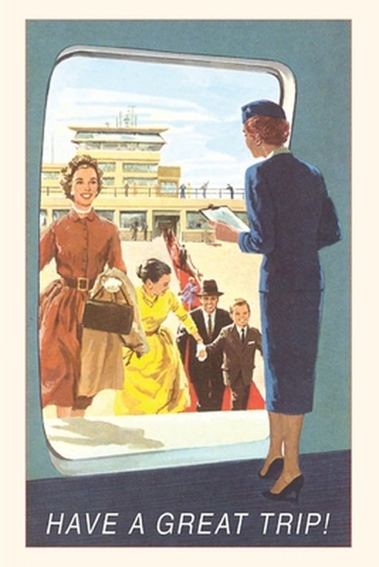 Pocket Sized - Found Image Press Journals- Vintage Journal Boarding The Plane Travel Poster