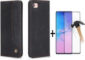 GSMNed - Leren telefoonhoes XR zwart - Luxe iPhone hoesje - iPhone hoes shockproof - pasjeshouder/portemonnee – zwart - 1x screenprotector iPhone XR