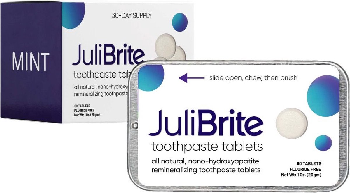 JuliBrite Tandpasta (HAP) Tabletten 60 stuks Fluoride Vrij