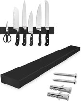 Aimant pour couteaux - Avec couche de protection en silicone pour couteaux - Vis et chevilles incluses - Bande magnétique - Acier inoxydable - Argent - 26cm