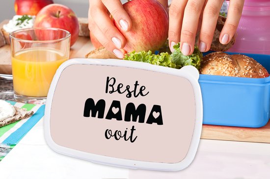 Lunch box Blauw - Lunch box - Boîte à pain - Maman - Proverbes - Best mama ever - Citations - 18x12x6 cm - Enfants - Garçon