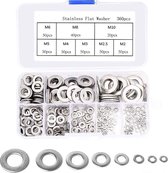 360 st. | 8 Maten | Roestvrij Stalen Sluitringen | O-Ringen | Washers | Washer Set | Schroeven Pakking | Rvs Platte Ring  | Kit M2 M2.5 M3 M4 M5 M6 M8 M10 | Duurzame | Roestvrij