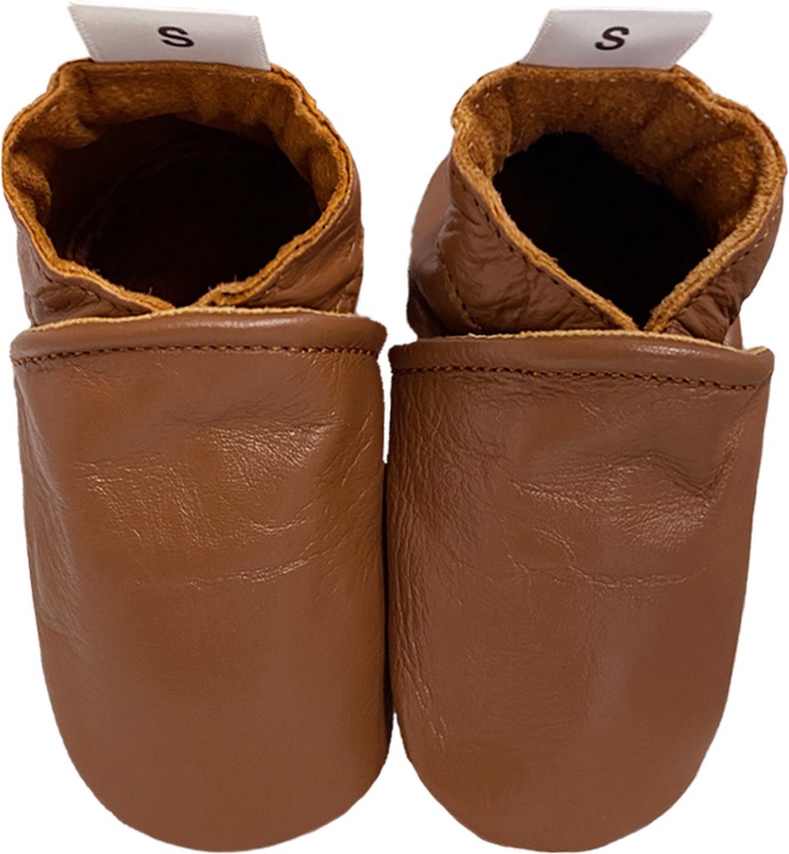 BabySteps Leren Babyslofjes - Caramel - Antislip Suède Zool - Zachte Baby Slofjes - Eerste Stapjes - Jongens & Meisjes - Maat 18/19