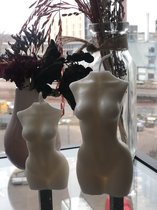 SET 2x Confident Ciara body candle 9,5cm and 13cm (glitter inhoud!) - lichaam kaars - torso vrouw - ivoor