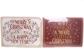 Kerst placemats kerst 'Merry Christmas' - Onderlegger/ Tafelmatjes - Rood/Wit - 4 stuks -  29X21cm