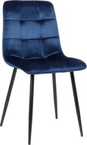 Colenis - Ela Eetkamerstoel - Set Van 4- Blauw - Fluweel - Velvet - Industrieel