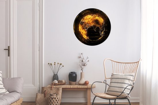Terre d'or sur fond noir Assiette en plastique cercle mural ⌀ 60 cm - impression photo sur cercle mural / cercle vivant (décoration murale)