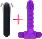 Vinger Vibrator + Bullet Vibrator Combi - Dildo Vibrator voor om je Vinger - Seks speeltje voor Vrouwen [Oplaadbaar] - Paars