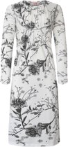 Dames nachthemd lange mouw met bloemenprint M 38-42 wit/grijs