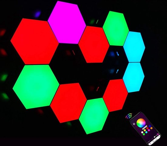 Panneaux Led Hexagonaux TULITE - Application | Éclairage LED | Applique murale | Lampe à poser | Lampe LED | 6 pièces