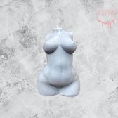 Juicy Janice body candle 11cm (glitter inhoud!) - lichaam kaars - torso curvy vrouw - grijs