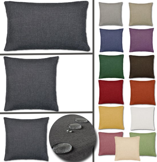 JEMIDI 2x kussenhoes in linnenlook - 50 x 50 cm - Set van 2 hoezen voor sierkussen - Van polyester
