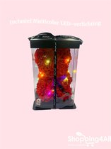Rose bear- Rozen beer - Valentijn cadeautje vrouw- Moederdag cadeautje- Teddy beer- 25 cm- Giftbox- LED verlichting- Rood- Shopping4All
