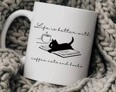 Coffee, cats and books - Customized mokken en bekers - mokken met tekst - mokken - bekers - cadeautje - cadeau voor vrouw - cadeau vor man - keramiek servies - cadeautje voor haar - cadeautje