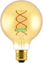 LEDatHOME - LED Globe G95 Golden met dubbele gebogen spiraalvormige gloeidraad 5W E27 Dimbare 2000K lamp