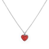 Little Miss Fabulous - Stalen kinderketting hart met light siam kristal