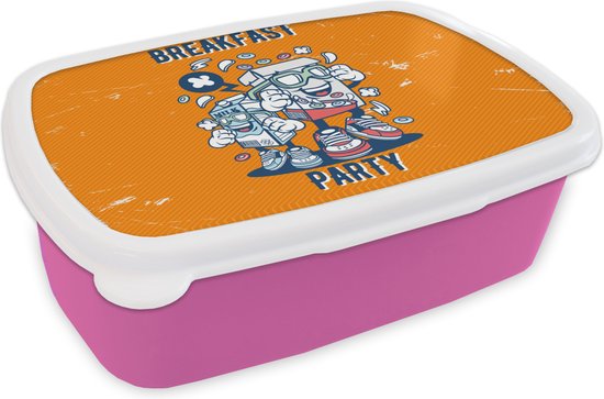 Foto: Broodtrommel roze lunchbox brooddoos vintage melk cornflakes 18x12x6 cm kinderen meisje