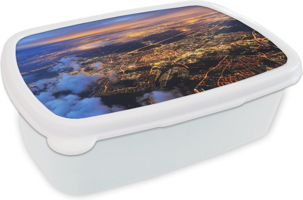 Broodtrommel Wit - Lunchbox - Brooddoos - Leiden - Zon - Lucht - 18x12x6 cm - Volwassenen