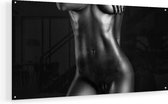 Artaza Glasschilderij - Naakte Vrouwen Lichaam - Erotiek - Zwart Wit - 90x45 - Plexiglas Schilderij - Foto op Glas