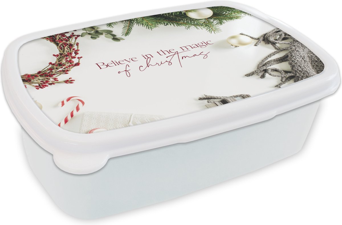 Broodtrommel Wit - Lunchbox - Brooddoos - Kerst - Magie - Kerstversiering - 18x12x6 cm - Volwassenen