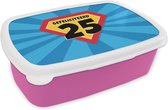Broodtrommel Roze - Lunchbox - Brooddoos - Verjaardag cadeau - 25 jaar - Superheld - 18x12x6 cm - Kinderen - Meisje