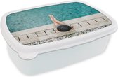Broodtrommel Wit - Lunchbox - Brooddoos - Water - Tropisch - Zwembad - 18x12x6 cm - Volwassenen