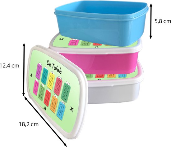 Boîte à lunch Rose - Boîte à lunch - Boîte à pain - Chambre d'enfant - Comptage - Tables - Meiden - Garçons - Enfants - 18x12x6 cm - Enfants - Fille