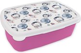 Broodtrommel Roze - Lunchbox - Brooddoos - Olifant - Konijn - Raket - Jongens - Meisjes - Kinderen - Kindje - 18x12x6 cm - Kinderen - Meisje