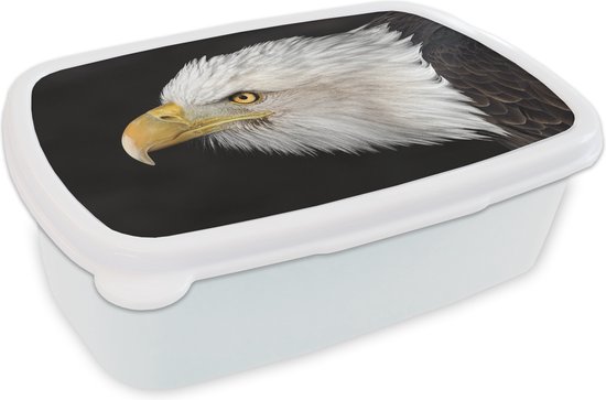 Lunch box Wit - Lunch box - Boîte à pain - Aigle - Vogel - Bec - Yeux - 18x12x6 cm - Adultes