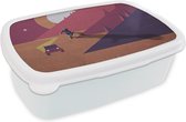 Broodtrommel Wit - Lunchbox - Brooddoos - Kind in de woestijn - 18x12x6 cm - Volwassenen