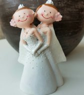 Bruidspaar Mrs & Mrs Newlyweds keramiek - bruidstaart topping - vrouwen bruidspaar - huwelijk