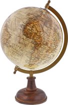 Wereldbol - Vintage wereldbol - XL model - ø 21 - Wereldkaart - Topografie - Klassieke wereldbol op houten voet - NIEUWE EDITIE - BESTSELLER