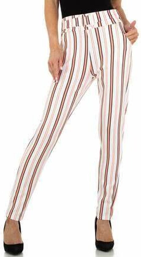 Pantalon chic & fashion rayé blanc rose S/M