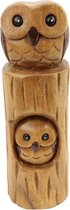 Beelden - Uil in boomstronk - Hout - Bruin - 26x9x8 cm - Thailand - Sawa Hasa - Fairtrade