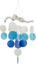 Hangmobiel - Capiz blauw wit - Capiz Schelp - Blauw - 53x22x22 cm - Indonesie - Sarana - Fairtrade