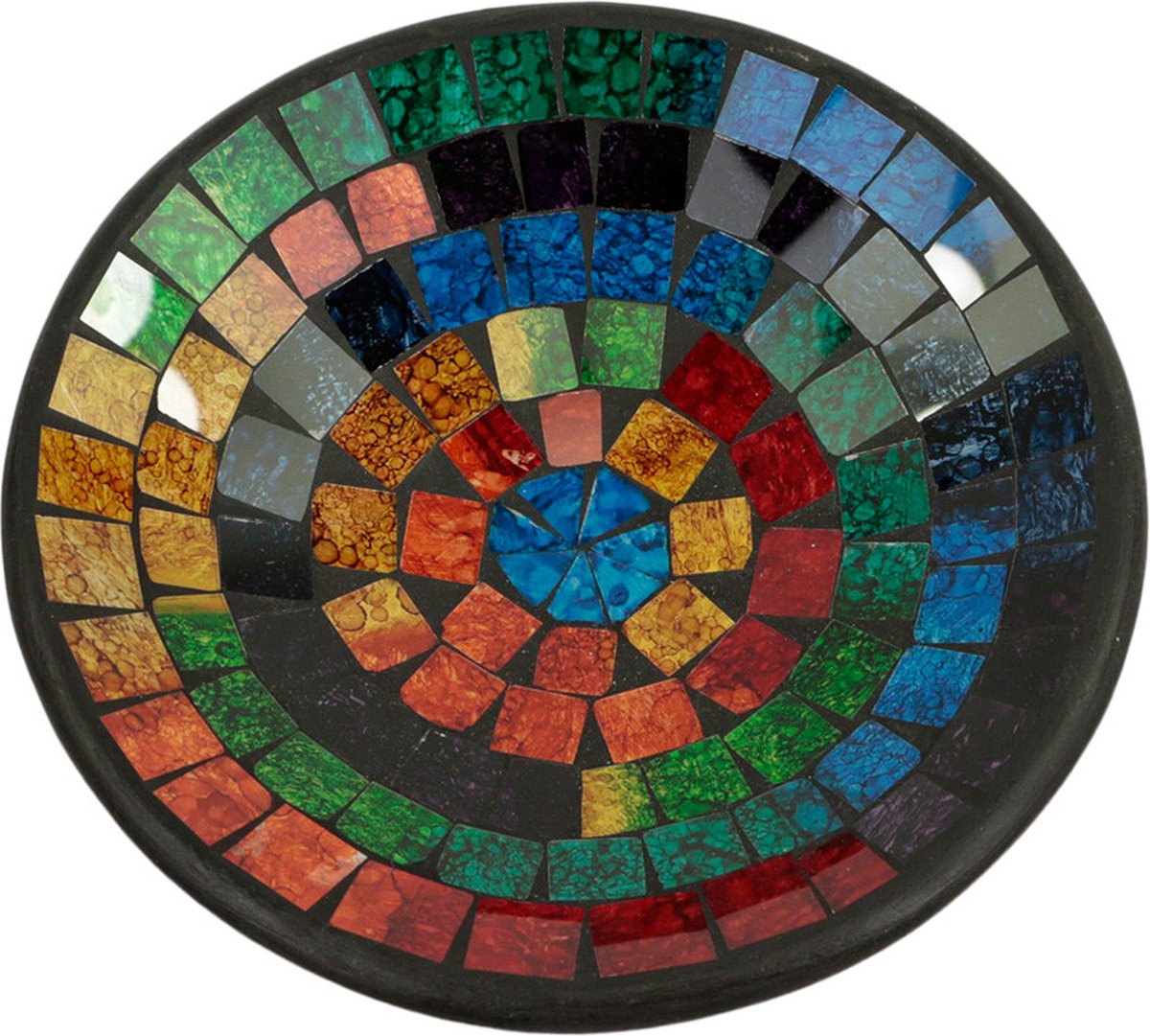 Schalen - Mozaïek regenboog S - Terracotta - Meerkleurig - 21x21x5 cm - Indonesie - Sarana - Fairtrade