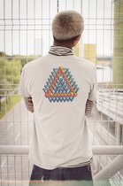 Sportshirt - Perspective - Blue triangles - Wurban Wear | Streetwear | freerun kleding | urban sports | tshirt | wit
