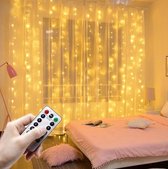 Parbee® LED Lichtsnoer Binnen - Lichtslinger - Kerstverlichting LED - Kerstdecoratie - Lichtsnoer Buiten - Afstandsbediening - 3x3 Meter - Warm Wit