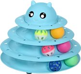Sefaras Kattenspeeltjes - Set bestaande uit 14 stuks - Kattenspeelgoed - Rond draaiende bal - Kattenspeeltje - Intelligente Kattenspeelgoed - Catch the balls - Blauw