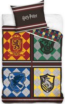 Harry Potter Dekbedovertrek- Zweinstein Logo- Hogwarts- 1 persoons- 140x200- Katoen
