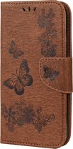 Apple iPhone 12 Hoesje - Mobigear - Butterfly Serie - Kunstlederen Bookcase - Bruin - Hoesje Geschikt Voor Apple iPhone 12