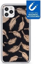 Apple iPhone 12 Hoesje - My Style - Magneta Serie - TPU Backcover - Golden Feathers - Hoesje Geschikt Voor Apple iPhone 12