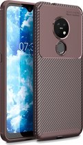 Nokia 6.2 Hoesje - Mobigear - Racing Serie - TPU Backcover - Bruin - Hoesje Geschikt Voor Nokia 6.2